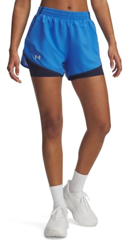 Under Armour Damen Fly by 2In1 Short Laufbekleidung Laufshorts Blue Atlantis/Washed Navy - Blau M