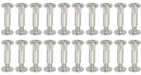 PATIKIL Bindningsskruvar, 20 set skruvar passar 5 mm (3/16 tum) håldiameter kvinnlig M5 x 16 mm kolstål bindningsskruvmutter för läder, scrapbook, gör-det-själv