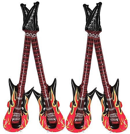 Garneck 4piezas Guitarra Hinchable Flamígera De PVC Juguete Inflable Divertido y Portátil Decoración para Fiestas Infantiles y Carnaval