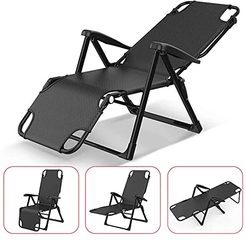POLGDW Garden Loungers and Chairs Light Metal Garden Chairs for Outdoors for Adults and The Elderly | Portable Deck Chairs Deck Chairs Weightlessness Chairs, Black