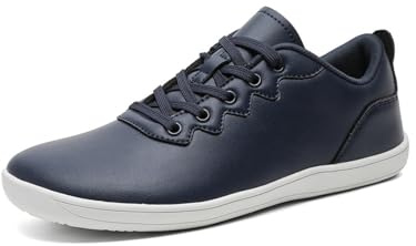 Treer Chaussures Pieds Nus Femme Homme, Été Chaussures Pieds Larges Légères Barefoot Respirante Shoes Minimalistes, Décontracté Cuir Barefoot Shoes (Bleu Marine,39)