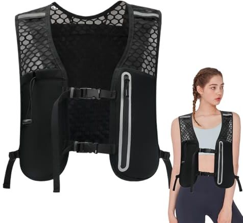 Cinturón de hidratación para Correr, Chaleco de hidratación Transpirable con Bolsa de Deporte, de hidratación Ligero, Correa para el Pecho, Bolsa para teléfono para Hombres, Senderismo