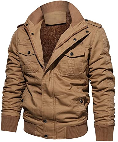 VaiKanhai Outdoor Militär Jacke Herren Gepolstert Baumwolle Thermojacke Winter Übergangsjacke Stehkragen Winddicht Feldjacke Zip Up Cargojacke Männer Baggy M65 Army Combatjacke M-6XL