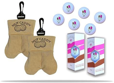 2-pk Nut Caddy Quick Access Golf Ball Pouch Plus 6 Golf Balls