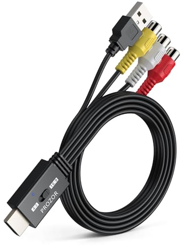 PROZOR RCA to HDMI Converter Cable 4:3/16:9 Switch 1080P AV to HDMI Adapter