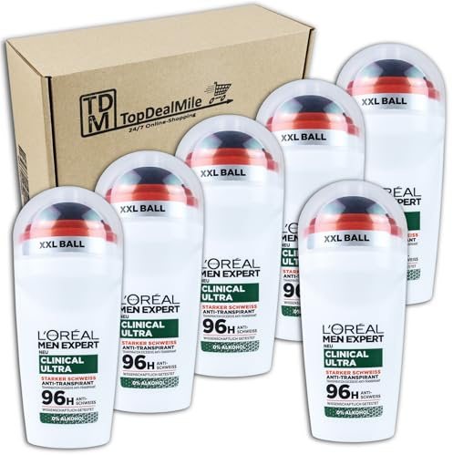 TopDealMile- Förvaringspaket - för L'Oréal Män Expert Clinical Ultra stark svett anti-perspirant Roll-On 6 x 150 ml