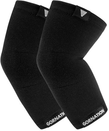 GORNATION Gomitiere Palestra, Manicotti per Braccia, Tutore Gomitiere Compressione Premium per Fitness, Bodybuilding, Calisthenics e Allenamento, Fascia Unisex Supporto Gomiti per lo Sport - 2 Pezzi
