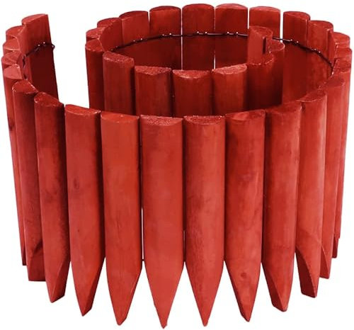 JonesHouseDeco Wooden Fence Edging Outdoor Garden Lawn Landscape Flexible Decorative Border Length 120cm x Height 20cm-Red-K619A04