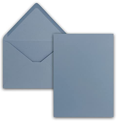 FarbenFroh by GUSTAV NEUSER 50x Einzelkarten Set mit Briefumschlägen DIN A6 / C6 in Graublau (Blau) - 14,8 x 10,5 cm - ohne Falz