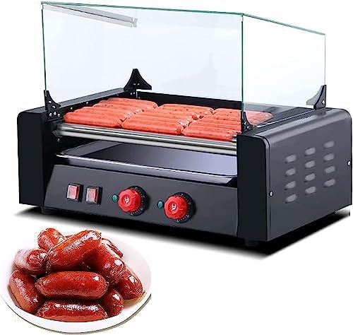 macchina per hot dog Girarrosto Automatico For Salsicce, Scalda Hot Dog Da Appoggio In Acciaio Inossidabile, Capacità 18 Hot Dog 7 Rulli Con Coperchio Dual Temp Control 。 Uso Domestico Commerciale