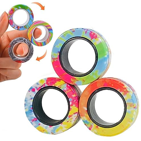 BCBF 3 Pièces Fidget Toys Anti Stress, La Créativité Fidget Toys, Hand Spinner,Adult Fidget Magnets Ring Toys for Anxiety Relief Therapy, Fidget Pack Great Gift for Adults Teens Kids,Fidget Spinner
