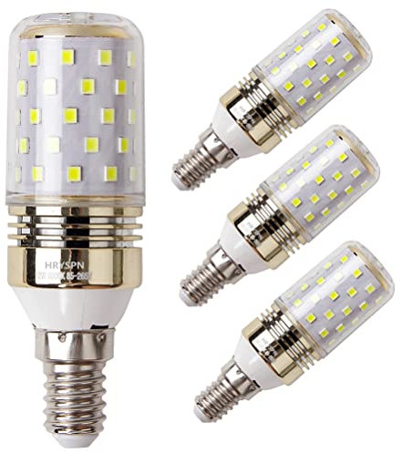 HRYSPN E14 LED Mais Glühbirnen 12W Entspricht 100W Halogen Glühbirnen, kein Flackern, Kaltweiß 6000K AC85-265V 1000LM, Klein Edison Schraube LED Licht Lampen, 4 Stück