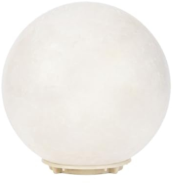 LENCARTA Salt Lamp White Globe Himalayan Rock Salt Healing Crystals 100% Authentic Hand Crafted | LED 15W Home Decor | for Home Bedtime Nightlamp Wooden Base| USB Powered 1-2 KG