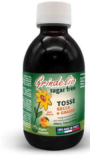 GRINDELIO SUGAR FREE: Tosse Secca e Grassa con Altea, Edera e Timo. Soluzione naturale 200 ml adatta a diabetici, contro gli Spasmi della tosse e Mucolitico. Senza Zucchero, Glutine e Lattosio.