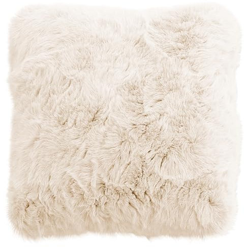 Stephans Möbelbörse Fellkissen Kissenbezug mit Füllung - Sofakissen, Couchkissen, Kuschelkissen, Dekokissen - Couch Stuhl Sofa Wohnzimmer Schlafzimmer deko modern waschbar - Grau - 45x45cm (Creme)