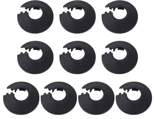 Rosetten-Rohrabdeckungen aus Kunststoff, 17 mm, Heizkörperrohrabdeckung, Kragen, WC, Sanitärabdeckungen, Wandflansch, Rohrabdeckung, Dekoration, Wasserrohr, Abflussleitung, Schwarz, 10 Stück