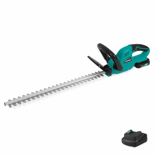 VONROC Batteridriven häcksax 20 V – klipplängd 520 mm – skärbredd 14 mm – batteri 2,0 Ah och laddare ingår