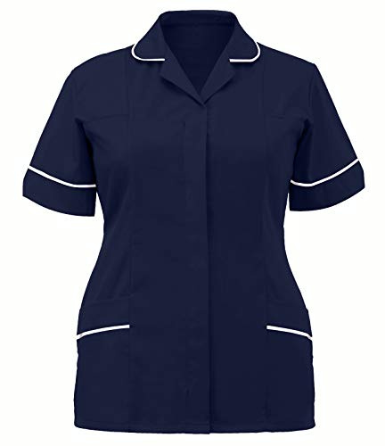 AnnSemo Womens Healthcare Tunic Nursing Tunics with Pockets, Woman Girls Ladies Tops Office Uniform Scrub Tops Woman Spa Salon Beautician Cross Neck Tunic Nail Massage Therapist Shirts Top