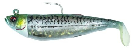 Savage Gear Cutbait sill gummifisk, 8 färger, fiskbeten i saltvatten för lälspädda och torsk, 270 g och 460 g, havsskugga, jiggbete (grön mackerel, 270 g)