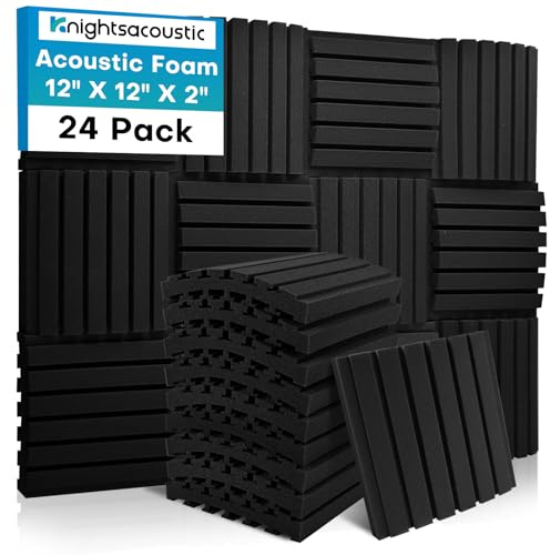 24 Pack Sound Proofing Acoustic Wall Panels, 2 X 12 X 12 / 5 X 30 X 30 CM Curved Acoustic Foam Panels, Soundproofing Foam Panels, Sound Absorbing Panels for Studio, Home, Offices, Black