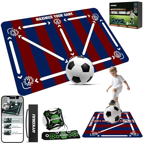 Tapis Foot Entrainement Avec Kick EntraîNeur 90x60cm Tapis Entrainement Football Accessoire – Pas De Football & ContrôLe Du Ballon, Dribble Football – Tapis D’EntraîNement Pour Cadeau Football Enfant
