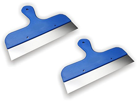 2er Set DEWEPRO® Breitspachtel - Flächenspachtel - Malerspachtel mit Kunststoff-Griff und 250x40mm Edelstahlklinge - Maurerspachtel