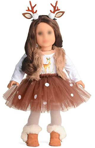 Sweet Dolly 18 Inches Doll Clothes Christmas Deer Costume Tutu Dress fits 18 Inch Doll