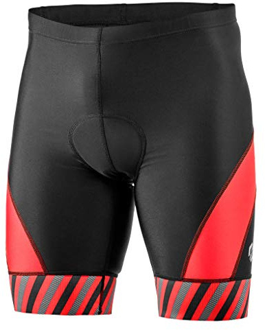 SLS3 Triathlon Shorts Mens – Premium Men’s Pro Tri Shorts with Back Zip Pocket - Light, Quick Dry & Padded for Swim Bike Run (Black/Red Stripes, Medium)