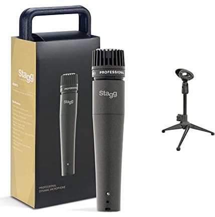 Stagg SDM70 Professional Multipurpose Cardioid Dynamic Microphone & Mini Foldable Tripod Microphone Stand
