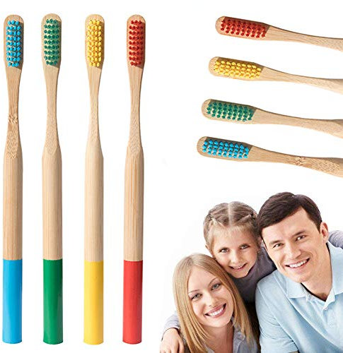 50 Stück Bambus Zahnbürsten mit Weichen Borsten, BPA-freie Zahnbürsten, Umweltfreundliches, natürliches Bambus-Zahnbürstenset, Biologisch abbaubare & kompostierbare Holzkohle-Zahnbürsten