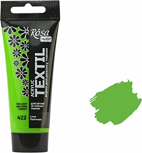 Krevo Art Stoffmalfarben Stofffarben Waschfest Textilfarbe limettengrün Acrylfarbe Wasserbasis | 60ml Tube | Textilfarbe waschmaschinenfest zum Fixieren | Deckend für helle und dunkle Stoffe