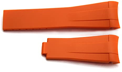 AIMVALUE Gummiklockband kompatibelt för Rolex Submariner Daytona 20mm böjd fläns svart blå grön vit orange herr monteringssats [Spänne 16-9mm], 20 mm, Gummi