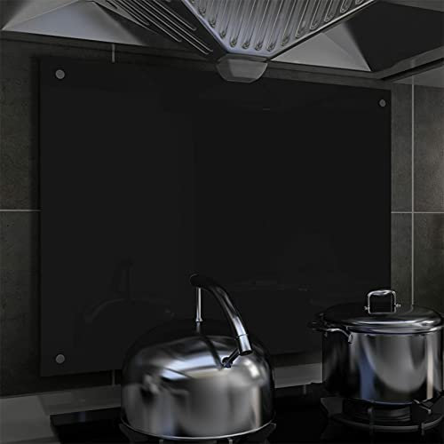GuyAna Protección Salpicaduras Cocina Vidrio Templado Negro 80x60 cm Antisalpicaduras Cocina Salpicadero Cocina