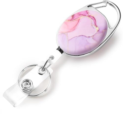 Ausweis JoJo, Doppelseitiger Farbdruck Schlüsselanhänger Ausziehbar Einziehbarer Ausweishalter Schlüsselrolle Schlüsselband Ausweisjojo für ID Card Holder Kartenhalter Schlüsselkarten(Rosa)