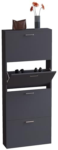 VCM Wooden shelf Tipper shoe rack Shoe cabinet Shoe tipper 4 Sulos L Wooden shelf Tipper shoe rack Shoe cabinet Shoe tipper 4 Sulos L Anthracite