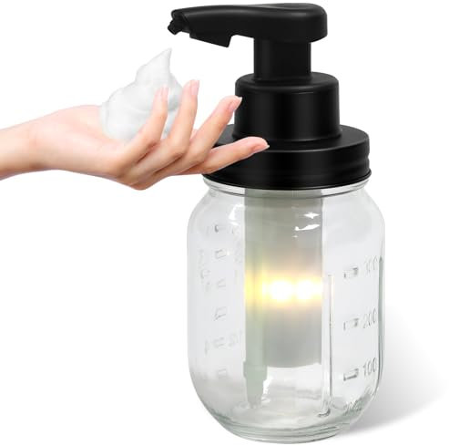 Phneems Distributeur Savon Automatique Verre Distributeur De Savon Automatique 1800mah Batterie Rechargeable Distributeur Savon Cuisine 450ml sans Contact Distributeur Mousse pour La Cuisine Bain