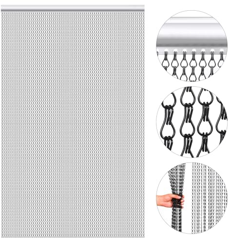 VeYocilk Fliegengitter Kette für Türen Schwarz 90 x 210cm Aluminium Kettenvorhang