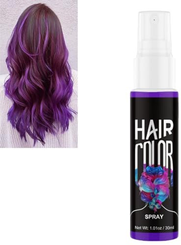 Hair Colour Spray,Purple Temporary Hair Dye,Temporary Coloured Hair Spray,Unisex Hair Spr/ay Coloured,Semi Permanent Ha/ir Dye Sp/ray,Washable Colour/ed H/air S/pray Wash Out,Instant Styling(Purple)