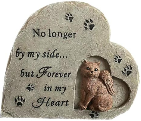 Milisten Pierre Tombale pour Animaux De Compagnie Statue Commémorative pour Chat Mémorial Jardin pour Chat