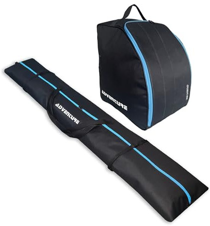 Extrasen Skitasche Set Skisack Und Skischuhtasche Für Schuhe und Helm Ski Tasche Länge 180 cm Wasserdicht Reißfest Robust Reißverschlüsse Blau