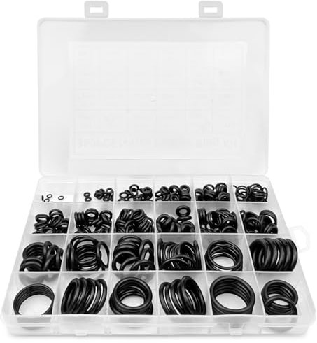 Lixiluxia 360 Stück Dichtungsringe Set Schwarz, O Ring Sortiment, Dichtungsring, Gummiring, Dichtungsset, Gummi Dichtungen, Dichtringe Sortiment, Flachdichtung Gummi, O-Ringe Dichtungen aus NBR