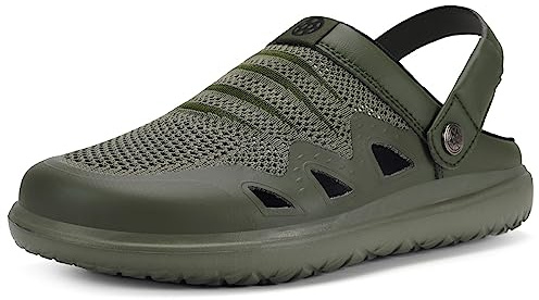 Herr Kvinnor Träskor och Sabot Strand Trädgård Tofflor Strandskor Sommar Lätta Bekväma Andningsbara Sandaler Clogs Utomhus Tofflor, Grön A, 42 EU