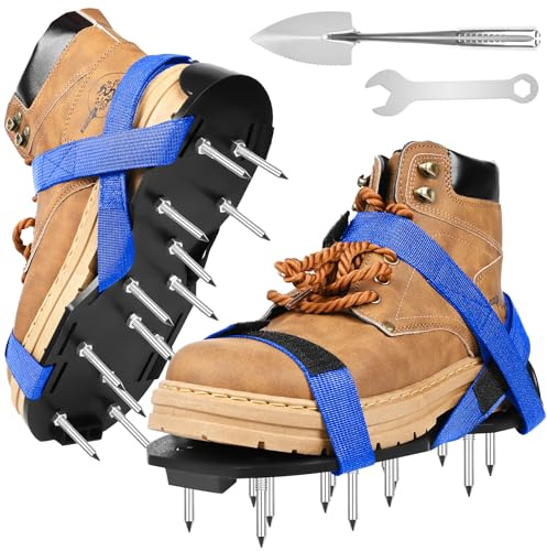 Miuwauer Lawn Aerator Shoes (Classic Version (Durable PP Sole), Black-Blue)