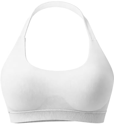 JN JANPRINT Workout Sports Bras for Women Halter Neck Running Bra Padded Open Back Seamless Bralette Gym Bra Yoga Crop Top White
