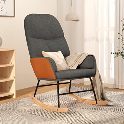 Frdhee Sillón de lactancia para salón, silla mecedora, mecedora, tela gris oscuro, para dormitorio, salón, se puede montar rápidamente