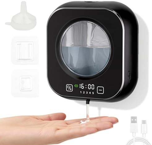 Dispenser Sapone Automatico In Schiuma Da 320 Ml, Dispenser Sapone Bagno Con 5 Livelli Di Regolazione Della Quantità Di Schiuma, Display Led Che Mostra Il Livello Di Carica e La Temperatura