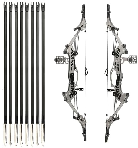 Wolfman 16 Inch Compound Bow, 16 LBS Left & Right Hand Universal Archery Bow, Beginner Ready-to-Shoot Bow Set with Arrows, Target Paper for Outdoor Practice and Recreational Shooting