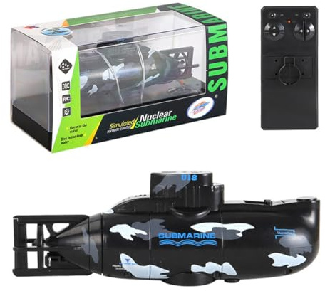 NULA Mini sous-marin RC pour piscine, baignoire et aquarium, bateau de plongée télécommandé avec fonction de plongée à un bouton, détection de l'eau pour adultes, amateurs - Noir