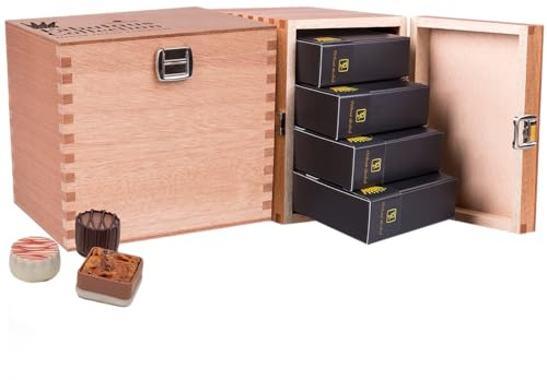 Fabulous - 40 exclusivos Surtido De Pralinés Sin alcohol | bombones Praliné | regalo en caja de madera | sabores | Chocolate | Cumpleaños | hombres | Dia de la madre | San valentín | Dulces navideños