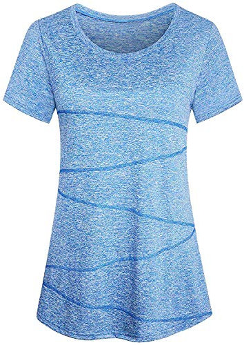 iClosam Womens Gym Tops Short Sleeve Yoga T Shirt for Women Running Athletic Clothes Wear Casual Tunic Workout Top Blue